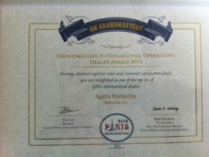 2012 Grandmaster International Operation Dealer Award 2011 dla Dixi-Car