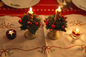 świąteczny stół, świece